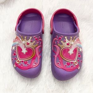 Light Up Purple Pink Heart Crocs Clogs